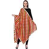 SWI WITH LABEL Women's Embroidered Phulkari Chiffon Dupatta Free Multicolour