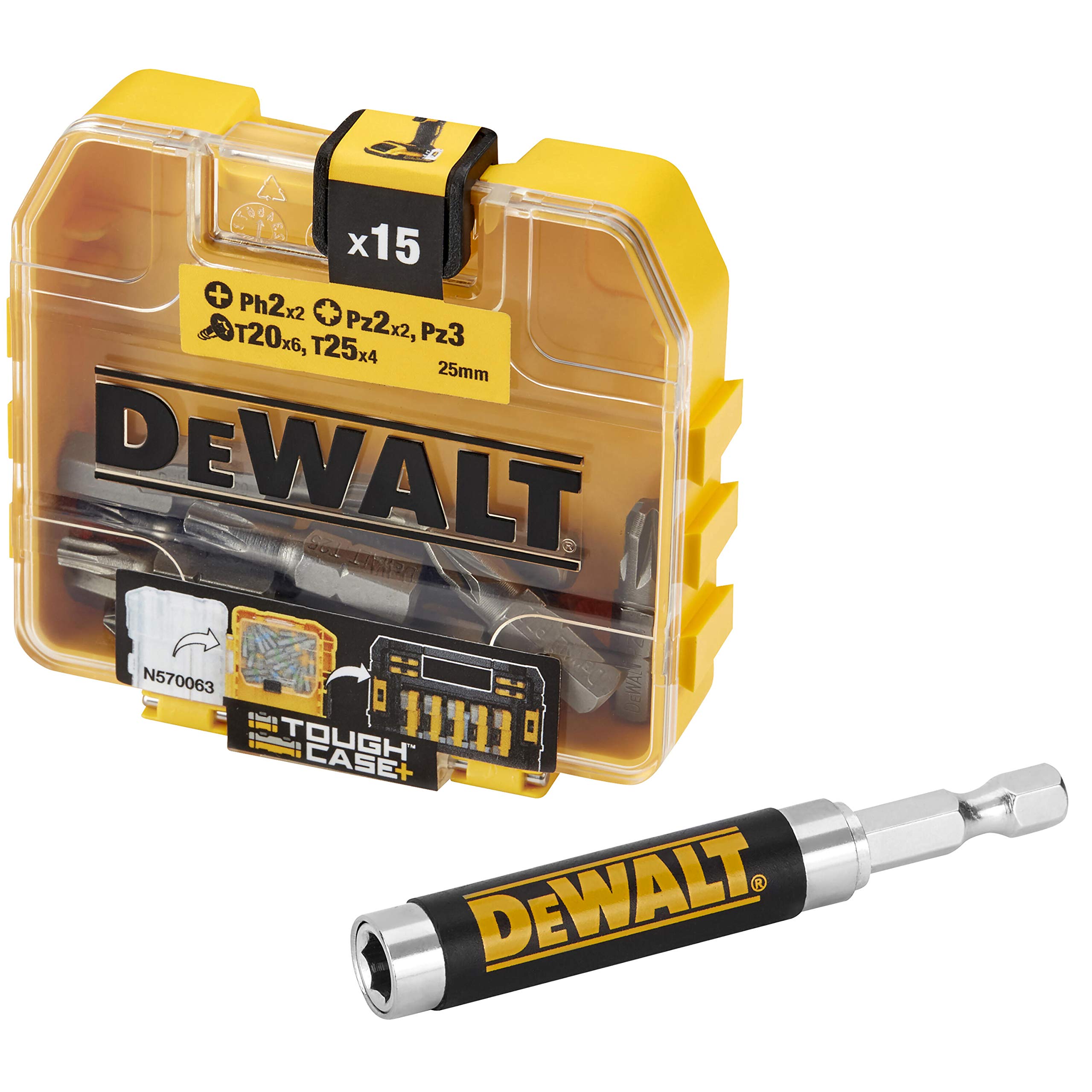 DeWalt DT71573-QZ Small Accessory Box - PH2 x2, PZ2 x2, PZ3, T20 x6, T25 x4 - Bit Holder - For Drill/Driver
