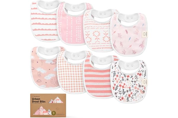KeaBabies 8-Pack Organic Baby Bibs for Drooling and Teething (Sweet Charm) | Soft Cotton Bibs for Baby Girl, Boy, Extra Absorbent, Easy to Clean & Put On, Toddler, Newborn, Infant 0-24 Months
