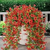 ZFProcess Artificial Hanging Flowers Plants for Outdoor Spring Summer Decoration, 2PCS Faux Silk Daisy UV Resistant Look Real for Outside Home Indoor Planter Porch Garden Yard Decor(Red)