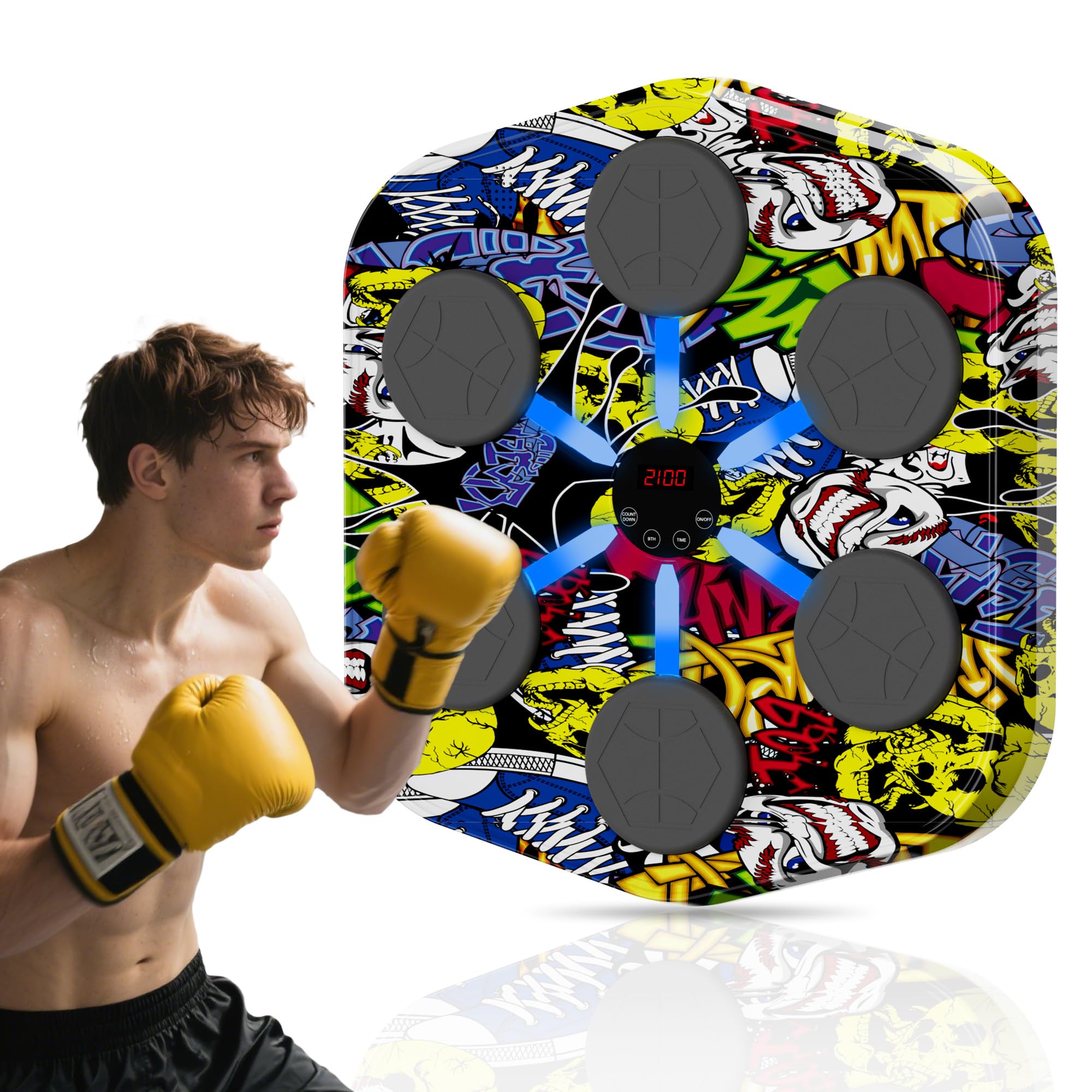 Photo 1 of 2025 New Music Boxing Machine, Smart Boxing Wall-Mounted Workout Machine, 10 Speed Levels, Bluetooth Beat Sync, 950-Punch Counter & Auto Challenge Mode, Adjustable Height for Home Gym (Hand-Painted)