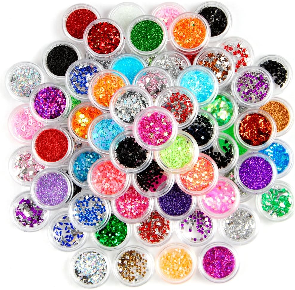 Set of 80 Glitter Gel Pots for Nails Amazon.co.uk Beauty