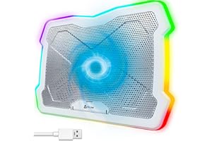 KLIM Ultimate + RGB Laptop Cooling Pad with LED Rim + New 2024 + Gaming Laptop Cooler + USB Powered Fan + Very Stable and Silent Laptop Stand + Compatible up to 17" + PC Mac PS5 PS4 Xbox One - White