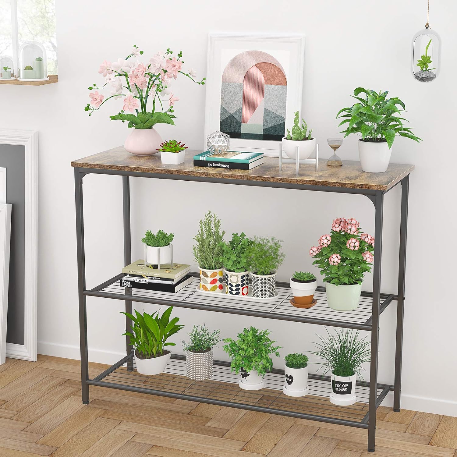 Ecoprsio Sofa Table Console Table with Double Mesh Shelves, Industrial Entryway Table Foyer Table for Entryway, Front Hall, Hallway, Sofa, Couch, Living Room, Coffee Bar, Kitchen, Rustic: Kitchen & Dining