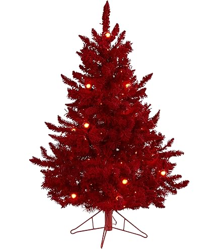 Amazon.com: Nearly Natural 6ft. Red Flocked Fraser Fir Artificial