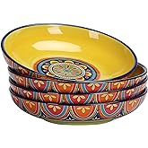 Bico Tunisian Pasta Bowls, 35oz Salad Bowl Set of 4, Large Ceramic Serving Dinner Bowls for Soup and Cereal, Microwave and Dishwasher Safe, Gift for Housewarming and Thanksgiving