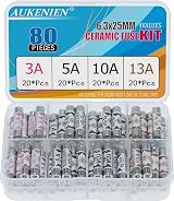 AUKENIEN BS1362 Fuse Assortment Kit 3A 5A 10A 13A 240V 80pcs 6.3x25mm