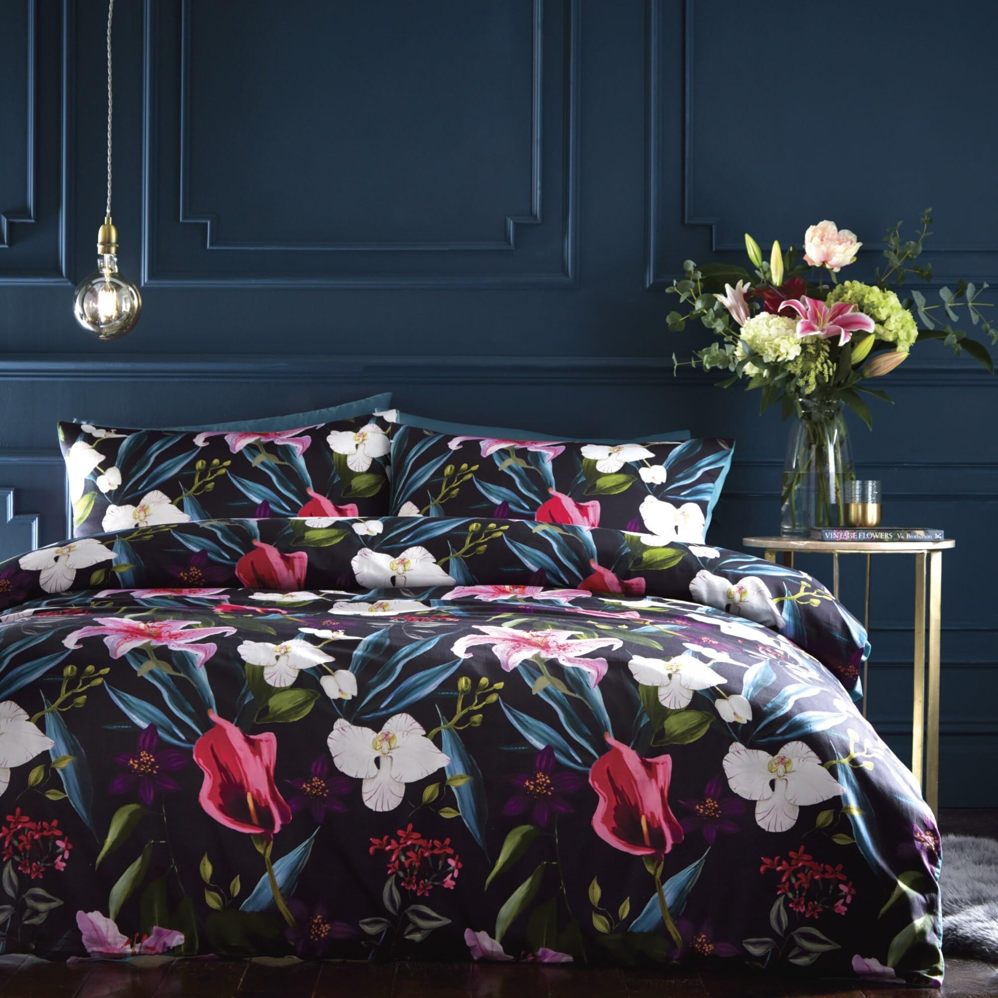 Portfolio Home Lily Floral Multi Double Soft Easy Care Bed Linen Bedding Duvet Cover Quilt Set With Pillow Cases