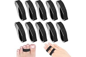 JFHNMLW 10 Pcs Buddy Tape Finger Straps, Hook and Loop Splint for Finger Buddy Straps, Index Finger Splint Buddy Tape Washable and Reusable Toe Straighteners for Curled Toes to Support (Black)
