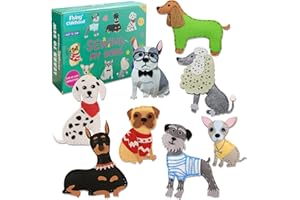 IROLEHOME 8 Pcs Puppy Sewing-Kit for Kids 8-12 DIY Projects for Beginners Stuffed Animal Art and Craft Kit as Girls Boys Fine Motor Skills Toys Educational Gifts Age 8 9 10 11 12
