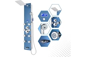 Blue Ocean 52" Stainless Steel SPS392H Shower Panel Tower System with Rainfall Shower Head and 8 Adjustable Massage Jets