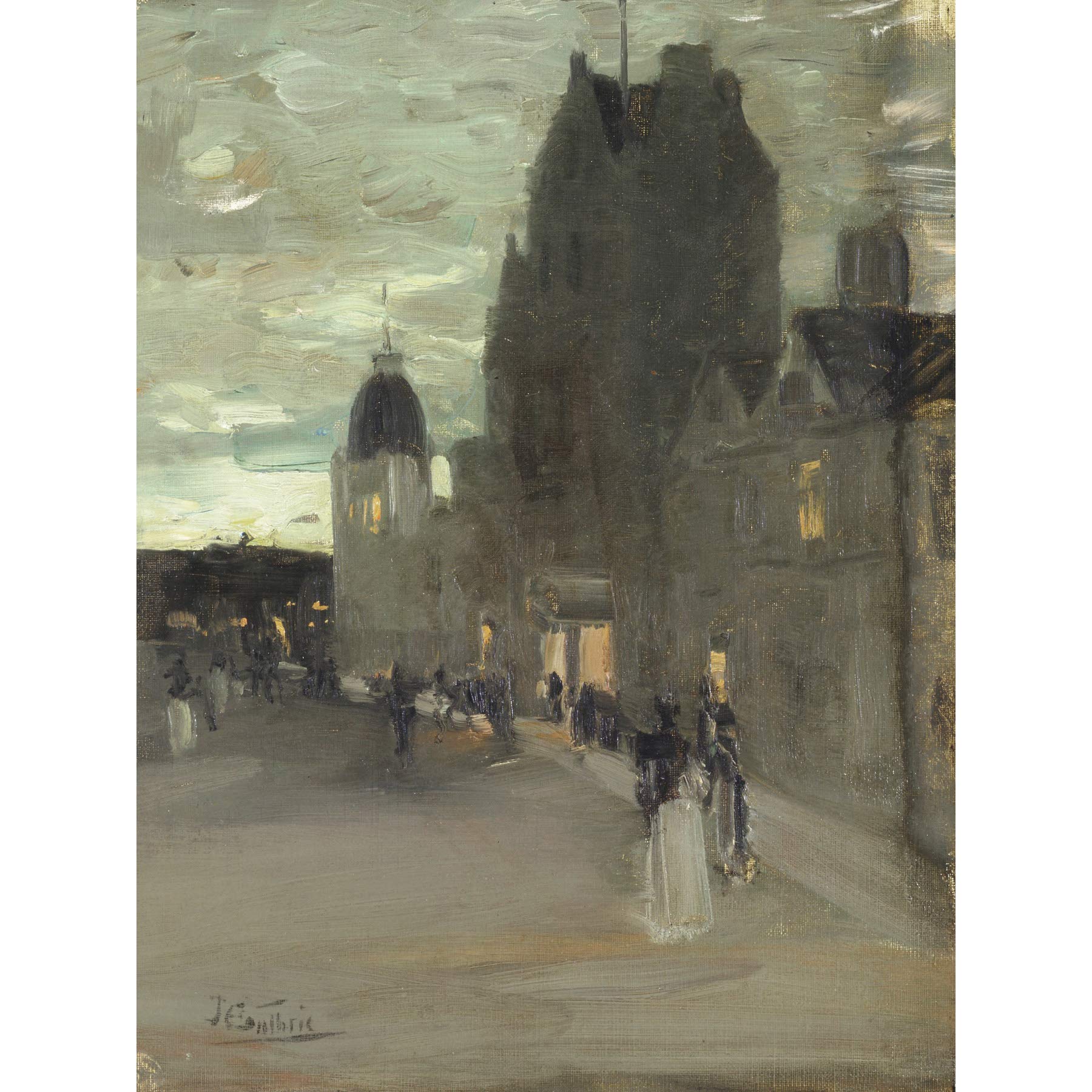 Guthrie Street Oban Night Scotland Grey Painting Large Wall Art Print Canvas Premium Mural