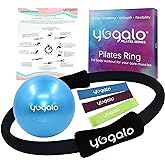Pilates Ring and Ball Set with 3 Resistance Bands - Pilates Equipment for Home Workout - Magic Circle Pilates Ring 14 Inch to Tone, Sculpt and Strengthen - Fitness Ring for Yoga and Pilates