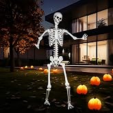 Kukooka Halloween Giant Skeleton, Large Realistic Full Body Skeleton with Movable Joints for Halloween Party Haunted House Indoor Outdoor Decoration (7.8ft-1P)