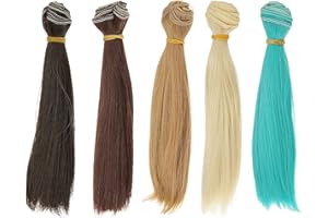 PATIKIL 15cm Doll Hair Wefts, 5Pcs Soft Synthetic Straight Hair Doll Wigs Doll Hair Extensions Accessories for Doll Making DI