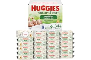 Huggies Natural Care Sensitive Baby Wipes, Unscented, Hypoallergenic, 99% Purified Water, 24 Soft Packs of 56 (1344 Wipes Total)