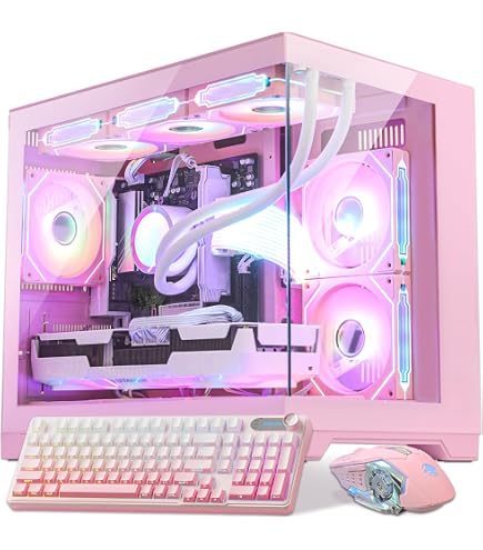 新品 パステルピンクのゲーミングPC Ryzen 9700X RTX 5070 Amazon.com: Ocean Park Pink Gaming PC Gamer Desktop W/ KB & Mouse