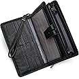 Bveyzi Women's Big Fat Rfid Leather Wristlet Wallet Organizer Large Phone Checkbook Holder with Zipper Pocket