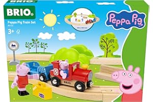 BRIO World Peppa Pig Train Set - 18-Piece FSC-Certified Wooden Railway Set - Includes Peppa and George Figures - Works with A