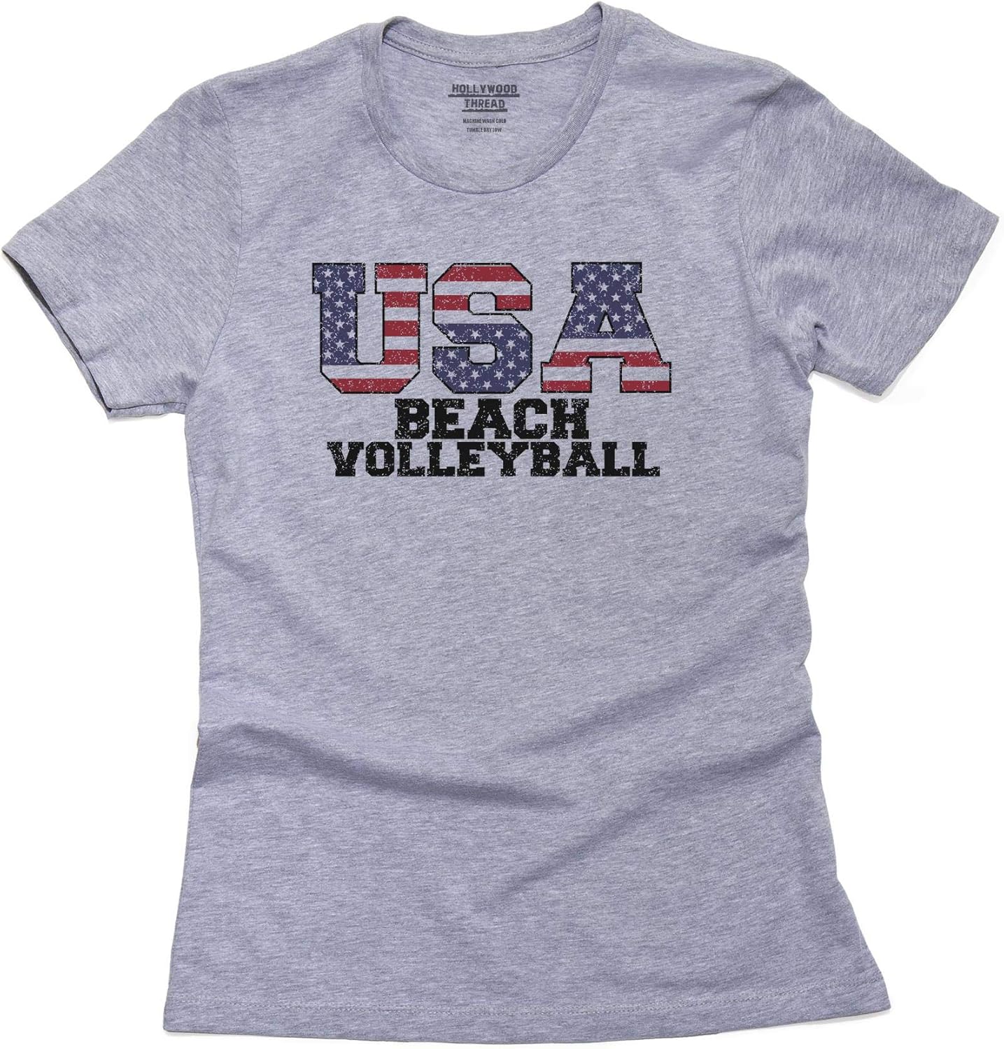USA s Beach Volleyball Vintage Letters Women's Cotton T