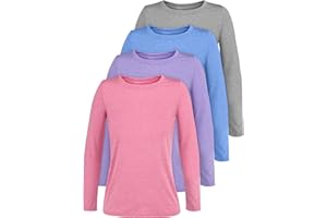 Cooraby Girls Long Sleeve Shirt Athletic Active Dry Fit Crew Neck T-Shirt Soft Activewear Shirts for Youth Teens Girls