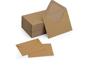 KEKETER 100 Pack 4 x 2.75" Mini Envelopes 120GSM Gift Card Kraft Envelopes Bulk Small Paper Gift Card Sleeves Greeting Card Business Card Brown Tiny Envelope Pockets for Card & Invitation