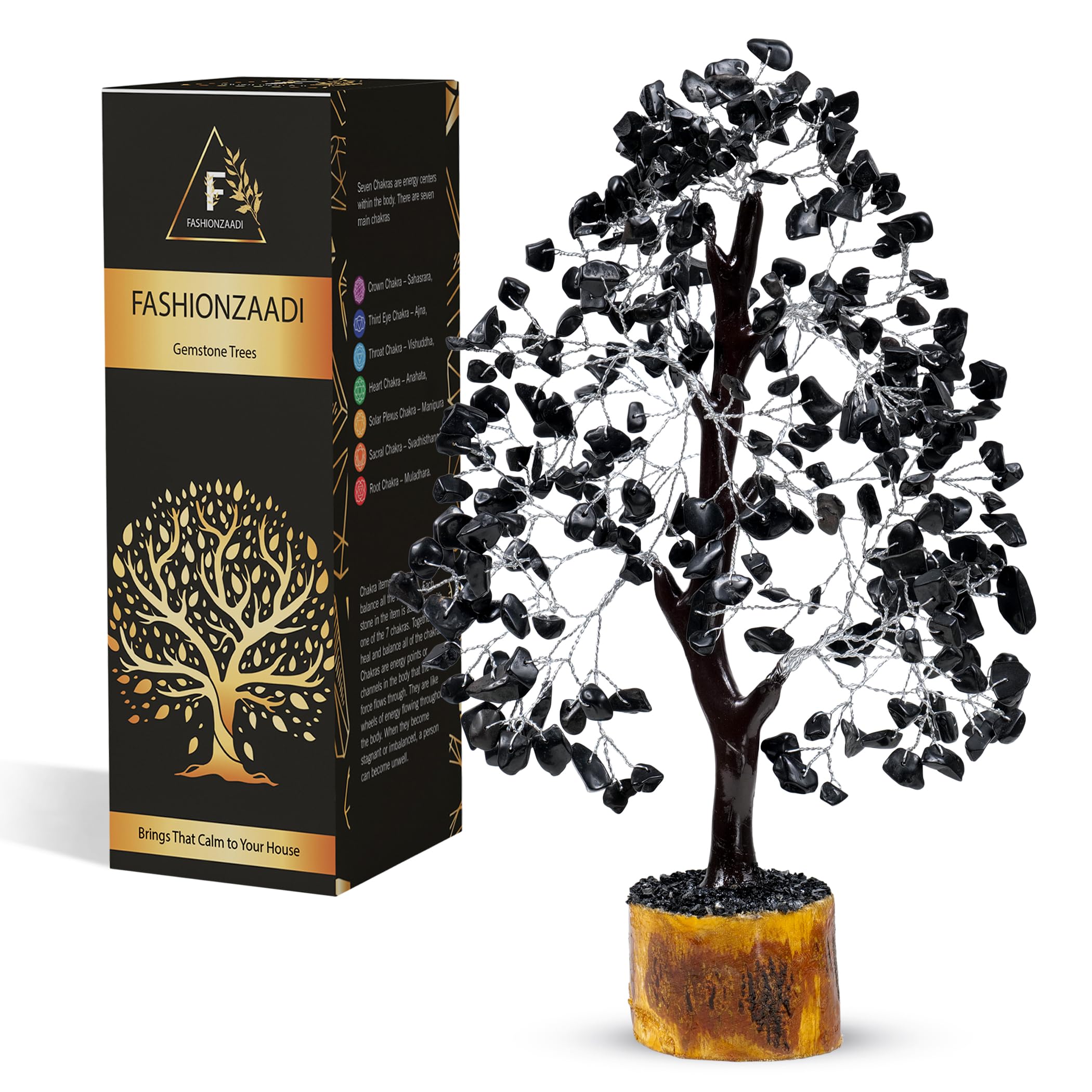 Black Tourmaline tree, crystals and gemstones tree of life Feng Shui bonsai crystal tree, decorative home accessories, house warming gifts new home, gifts for women birthday unique, 10-12 inch