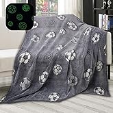Glow in The Dark Blanket Soccer, Toddler Blankets is Kids Boys Girls Fun Soft Flannel Sleep Blanket, Soccer Gifts for Boys Girls Soccers Lovers and Christmas 50"x60"