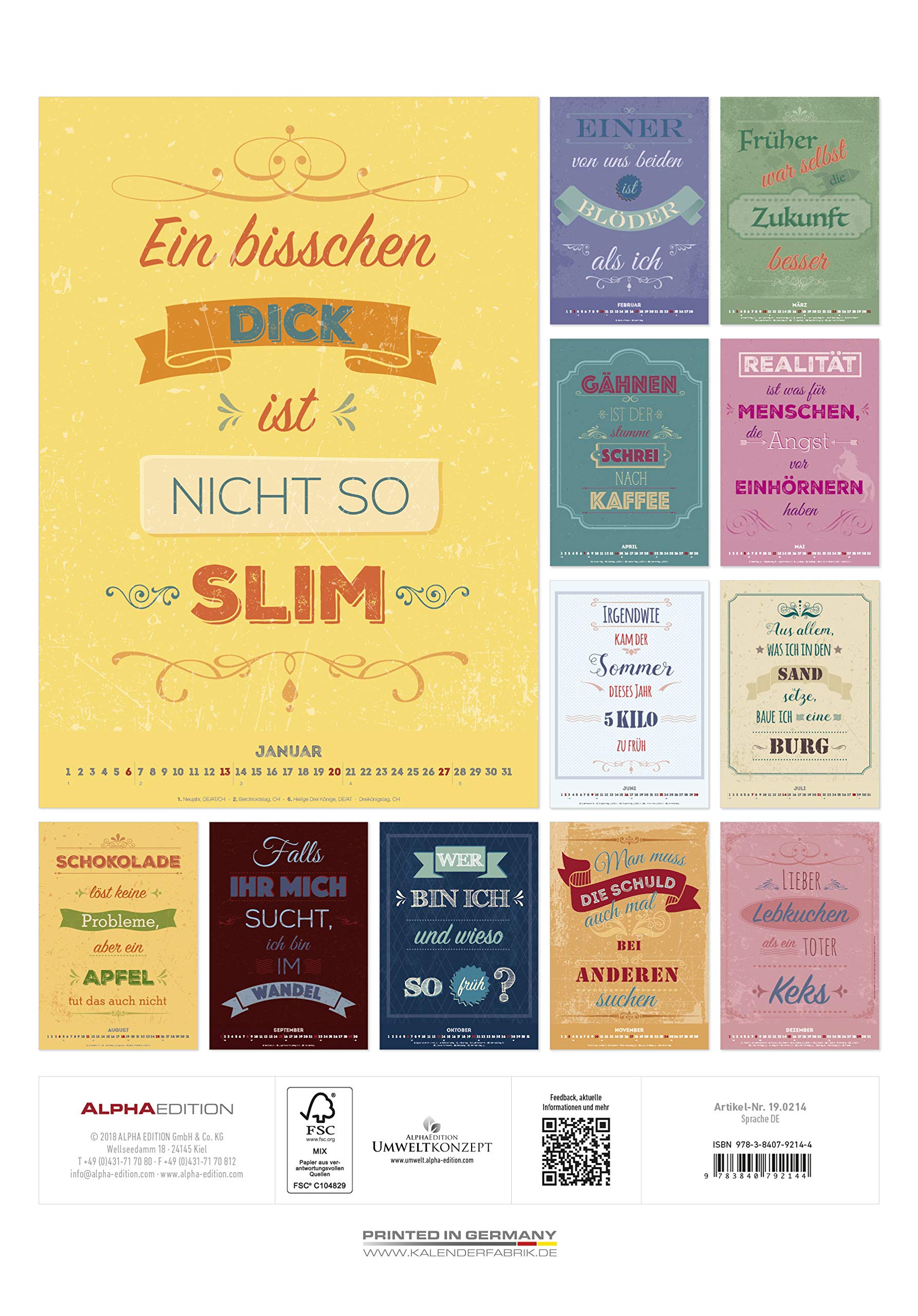Gourmet Phantasie 2019 Großer Wandkalender Küchenkalender Mit
