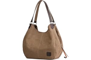 DOURR Women's Multi-pocket Shoulder Bag Fashion Cotton Canvas Handbag Tote Purse