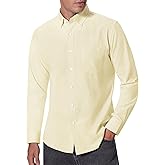 Alimens & Gentle Men's Oxford Shirts Regular Fit Button Down Shirt Business Casual Shirts Long Sleeve Dress Shirt