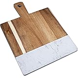 Hearthford White Marble Serving Board - Marble Cheese Board | Acacia Wooden serving Tray for Charcuterie, Cheese, Meats, Frui