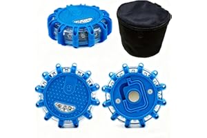 Set of 3 LED Flares Emergency Roadside SOS Lights Flashing Road Beacon - with Magnetic Base for Car or Marine - Rainproof