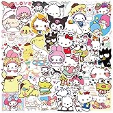 100pcs Hellokitty Kuromi Mymelody Stickers for Kids, Cute Sanrio Cartoon Waterproof Vinyl Decal for Teen Girl Adult Notebook Laptop Water Bottle Skateboard Guitar Travel Case Phone Bike