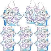 Kolldenn 24 Pcs Christmas Holographic Snowflake Gift Party Bags Snowflake Princess Party Favors Candy Treat Goodie Bags with Handle for Wedding Holiday Birthday Supplies