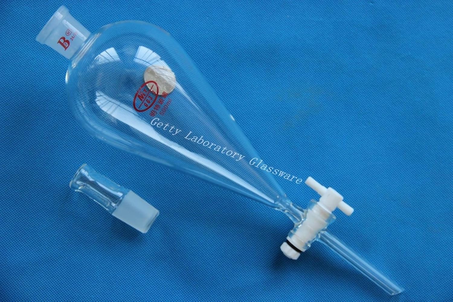 500ml Pyriform Separatory funnel, drop funnel, with PTFE Stopcock, 24/
