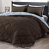 downluxe King Size Comforter Set - Brown and Blue King Comforter, Soft Bedding Sets for All Seasons -3 Pieces - 1 Comforter (104"x92") and 2 Pillow Shams(20"x36")