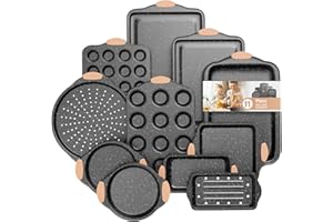 Slow Slog 11-Piece Baking Pans Set, Nonstick Bakeware Sets, Oven Pans for Baking with Silicone Handl...