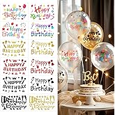 15 Pcs Happy Birthday Stickers for Bobo Balloons, Birthday Bubble Balloon Decals for Birthday Party Decoration Gift Box Supplies