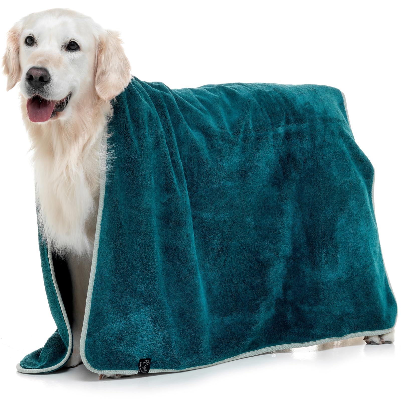 Lucky Paws® UK Dog Towel – Luxuriously Thick 600gsm, 140x80cm Extra Large Towel for Drying Dogs – Extremely Absorbent, Fast Drying, Ultra Soft (Pack of 1, Teal)