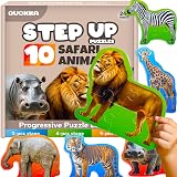 QUOKKA Puzzles For 2 3 Year Olds Floor Toddler Jigsaw 8 Safari Animal Shapes