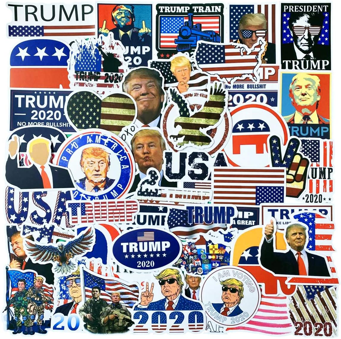 50pcs Trump Stickers, Funny Cartoon Comic Style Trump Vinyl Decals for Laptop, Car, Water Bottle, Bike. Trump