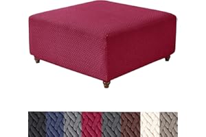 HFCNMY Ottoman Cover: Thick, Washable Elastic-Bottom Red Large Square