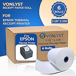 Vonlyst 3 1/8 x 230 Thermal Paper Receipt Roll for