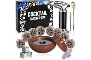 PECROL Cocktail Smoker Kit with Torch Old Fashioned Smoker Kit Whiskey Smoker Kit with 8 Flavors Wood Chips Food Drink Smoker Infuser Kit Bourbon Smoker Kit Whiskey Christmas for Men Dad Husband No Butane