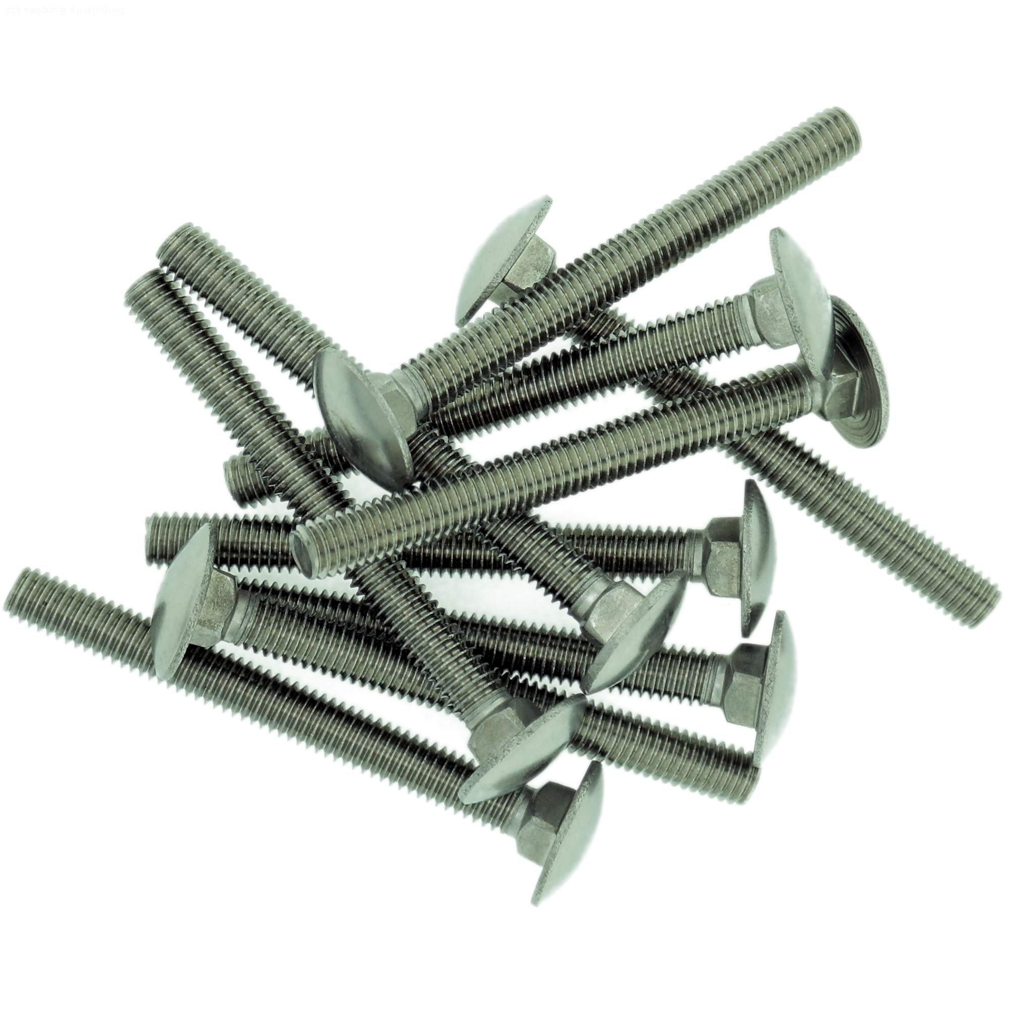 M10 (10mm x 50mm) Cup Square Carriage Bolt (Fully Threaded) - Stainless Steel (A2) (Pack of 10)