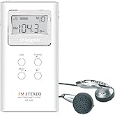 Sangean DT-120 Radio digital AM/FM de bolsillo blanco (blanco)