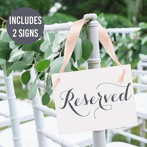 Amazon Com Set Of 2 Reserved Signs Wedding Chair Seat Banners For
