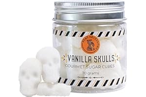 Bear Necessities Gourmet Sugar Cubes – Skull Vanilla Sugar Cubes for Halloween – Handcrafted w/ Pure Cane Sugar – Perfect for Tea, Coffee & Cocktails – Seasonal Hostess Gift & Bar Accessory – 70g Jar – About 35 Skulls