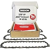 Oregon 3-Pack Chainsaw Chain 3/8" LP Pitch, .050" (1.3 mm) Gauge for 18" (45cm) Bar, 62 Drive Links – Low-kickback Replacement Saw Chain, Fits Husqvarna, Echo, Poulan, Homelite, Craftsman and more